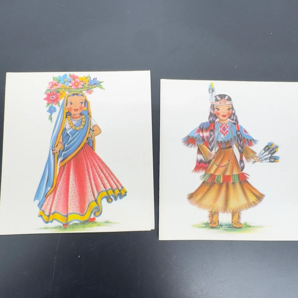 VTG NOS 50sTichnor Brothers Dolls of Many Lands 18 Correspondence Stationary Set